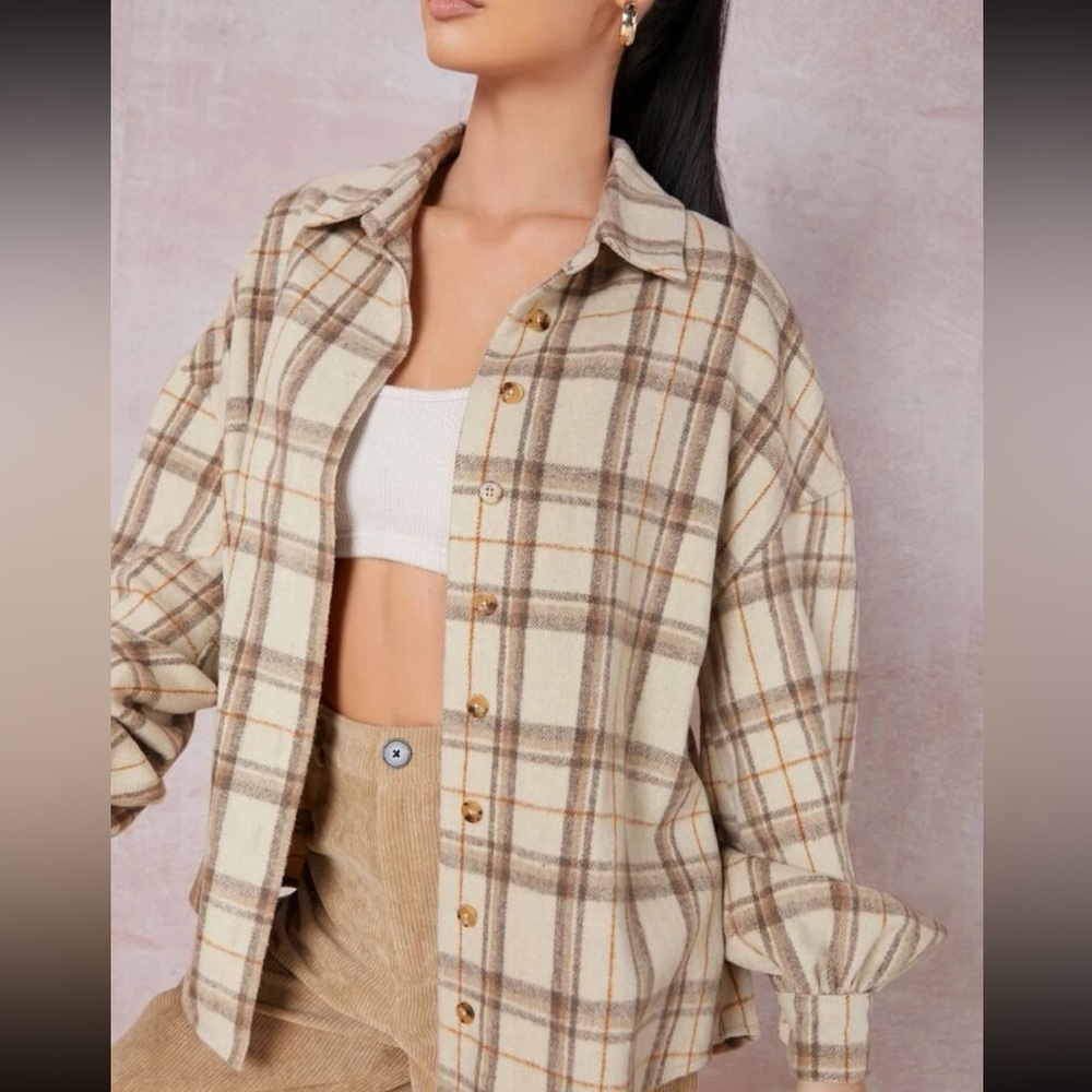 Plaid button up boyfriend flannel shirt